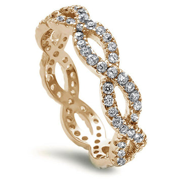 Full Eternity Infinity Engagement Ring Yellow Tone, Simulated CZ 925 Sterling Silver